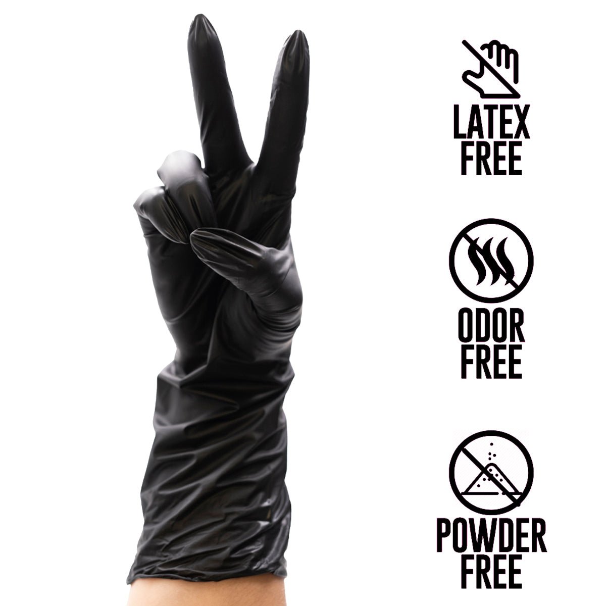 Extended Cuff Black Vinyl Gloves | 100 Pack | COLORTRAK | DISPOSABLE GLOVES by COLORTRAK - SH Salons