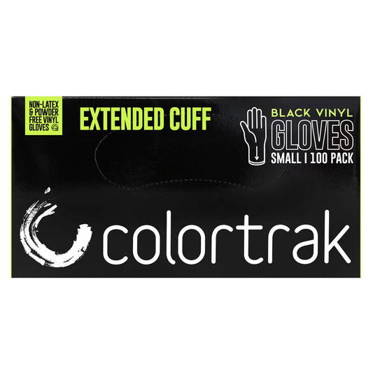 Extended Cuff Black Vinyl Gloves | 100 Pack | COLORTRAK | DISPOSABLE GLOVES by COLORTRAK - SH Salons