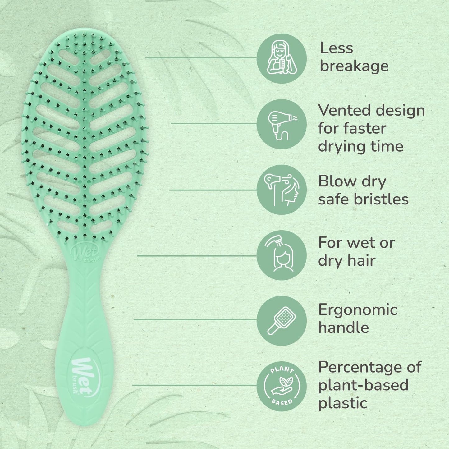 Go Green Speed Dry Hair Brush – Vented Blow Dry | Brush with HeatFlex Bristles | WET BRUSH by WET BRUSH-PRO | SH Salons