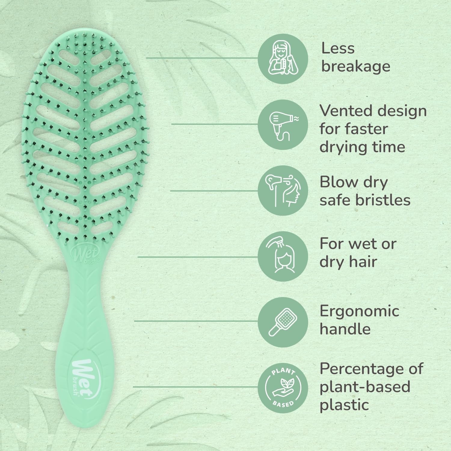 Go Green Speed Dry Hair Brush – Vented Blow Dry | Brush with HeatFlex Bristles | WET BRUSH by WET BRUSH-PRO | SH Salons