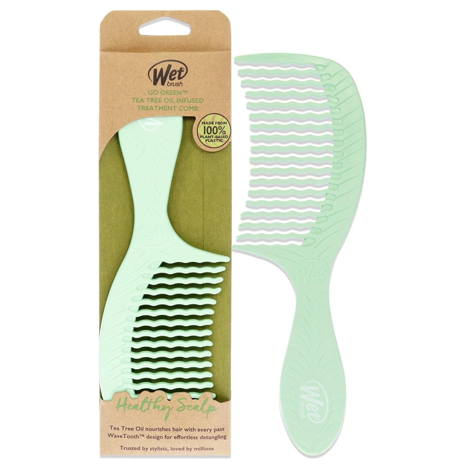 Go Green Treatment Comb | Wide Tooth Hair Detangler | No Split Ends and No Damage | WET BRUSH | COMBS & BRUSHES by WET BRUSH - PRO - SH Salons