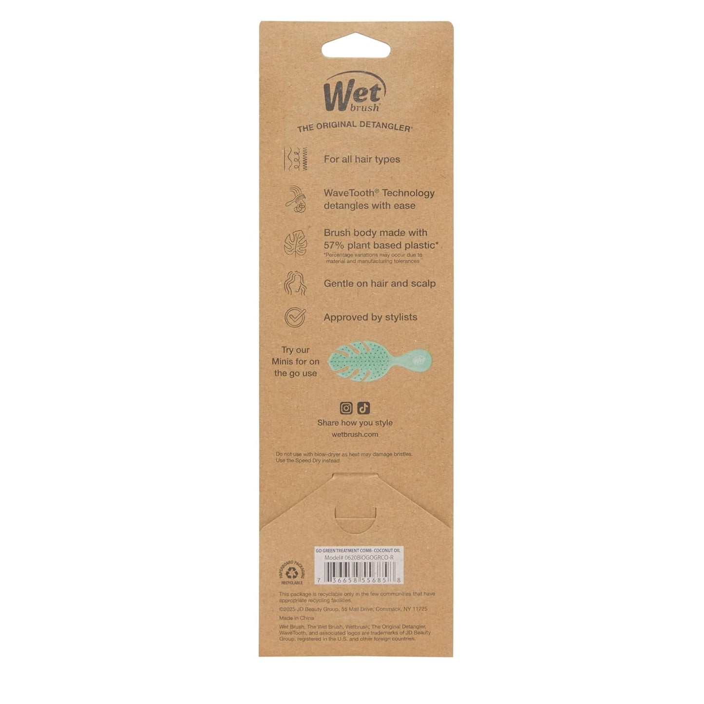 Go Green Treatment Comb | Wide Tooth Hair Detangler | No Split Ends and No Damage | WET BRUSH | COMBS & BRUSHES by WET BRUSH - PRO - SH Salons