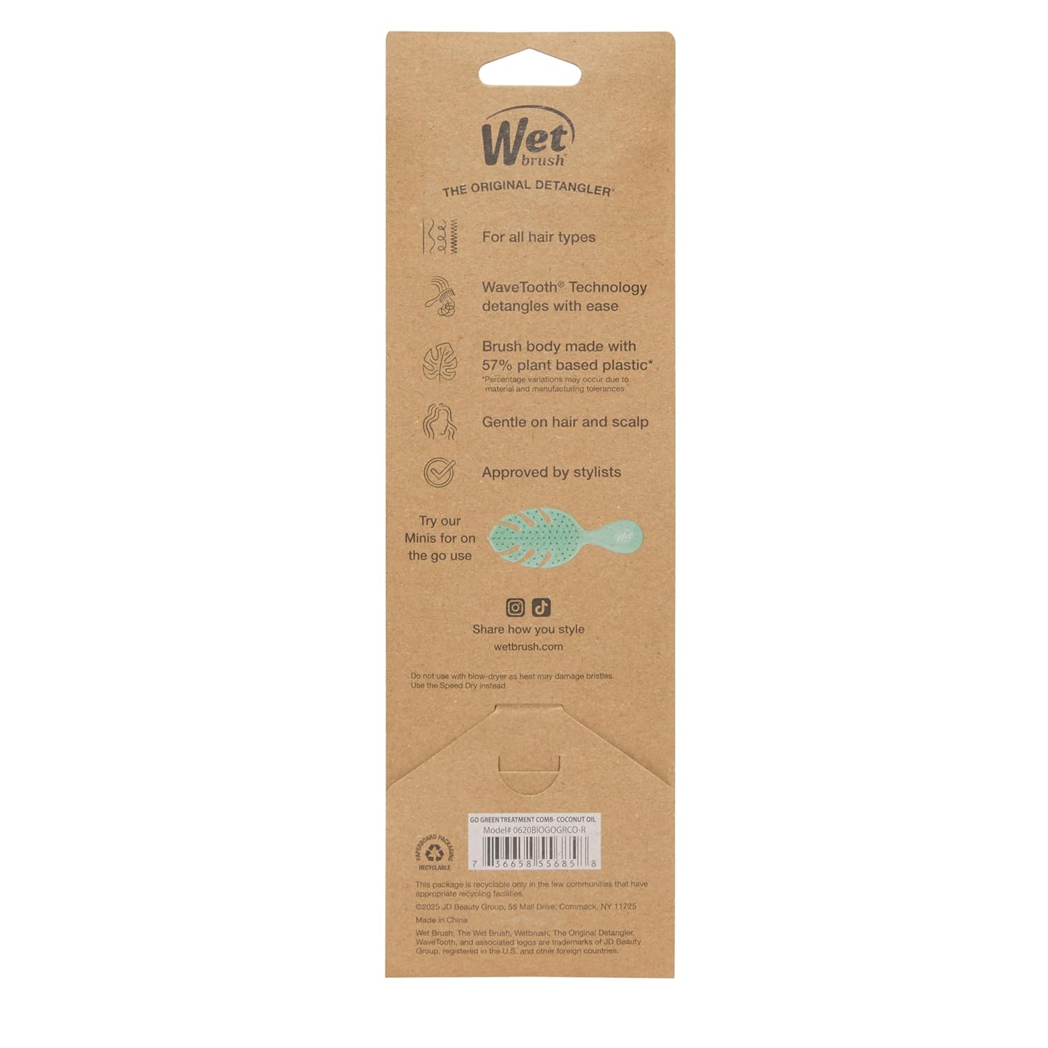 Go Green Treatment Comb | Wide Tooth Hair Detangler | No Split Ends and No Damage | WET BRUSH | COMBS & BRUSHES by WET BRUSH - PRO - SH Salons