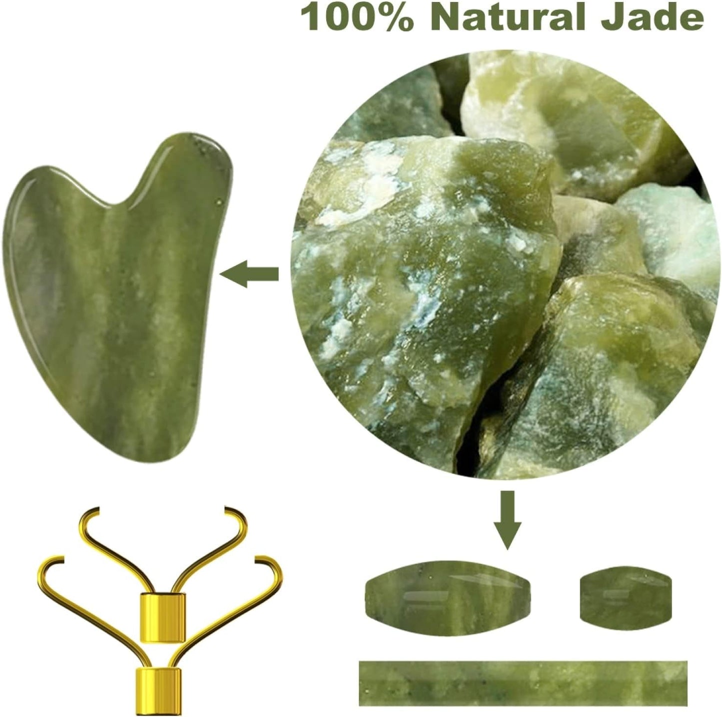 Jade Eye Mask & Facial Massage Set – Natural Stone Skincare Kitt | NUDE U - SH Salons