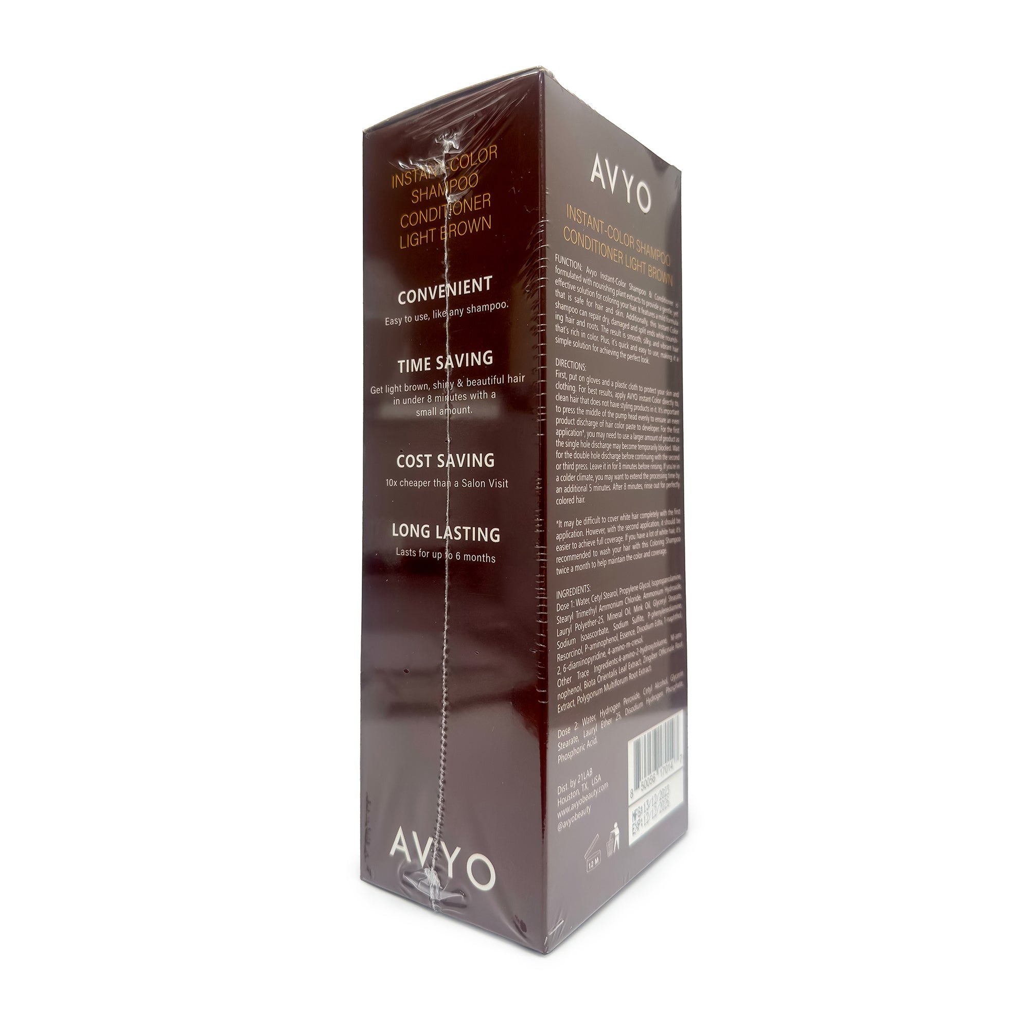 Light Brown | Instant-Color Shampoo Conditioner | 5 in 1 | 500 mL - 16.91 fl.oz. | AVYO - SH Salons