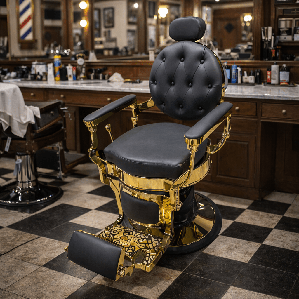 LT896 | Gold Vintage Barber Chair | Barber Salon Accessories | Barber Chair by SSW - SH Salons