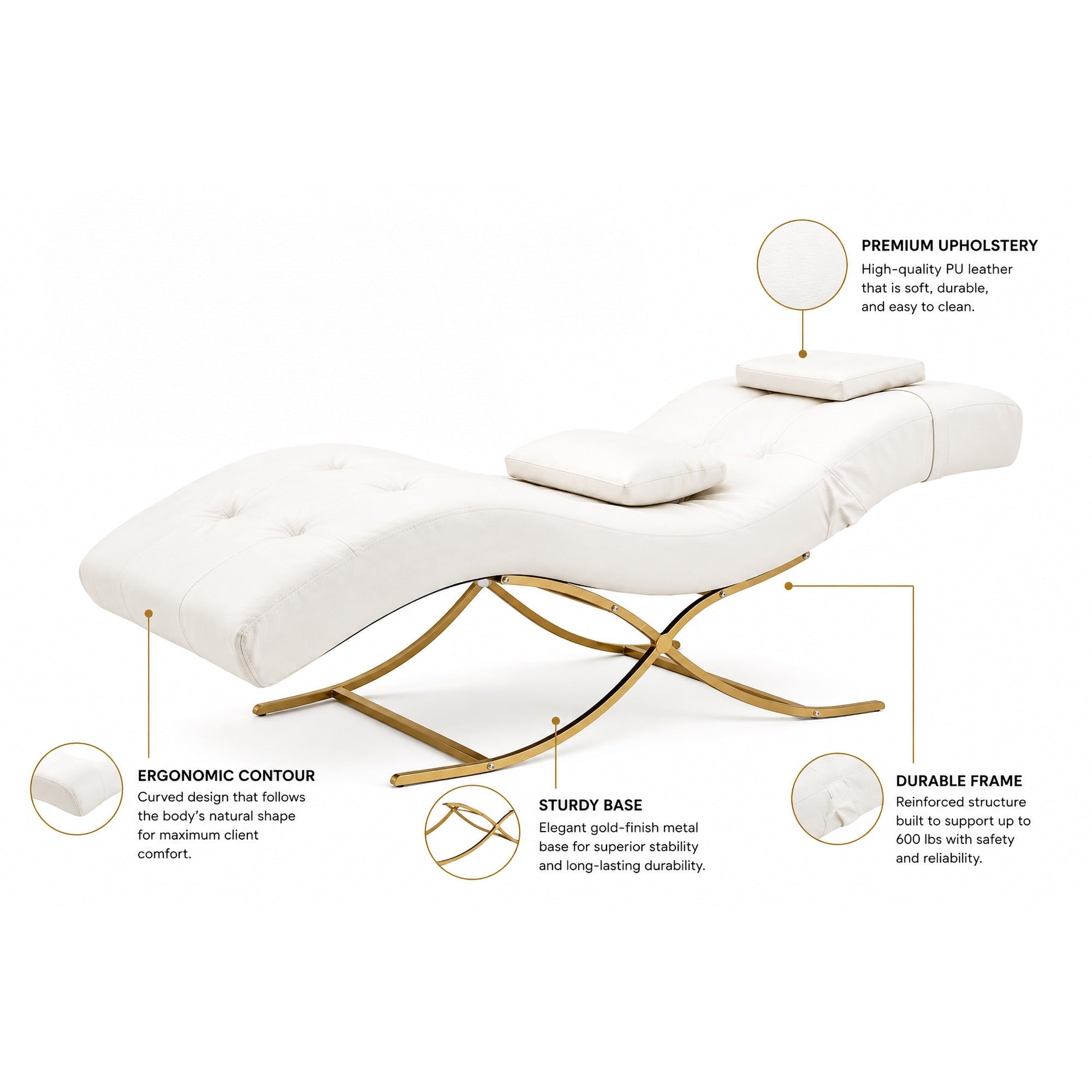 Luxury Curved Eyelash Bed | MLCO601 | Professional Lash & Spa Treatment Table | SSW by SSW | SH Salons