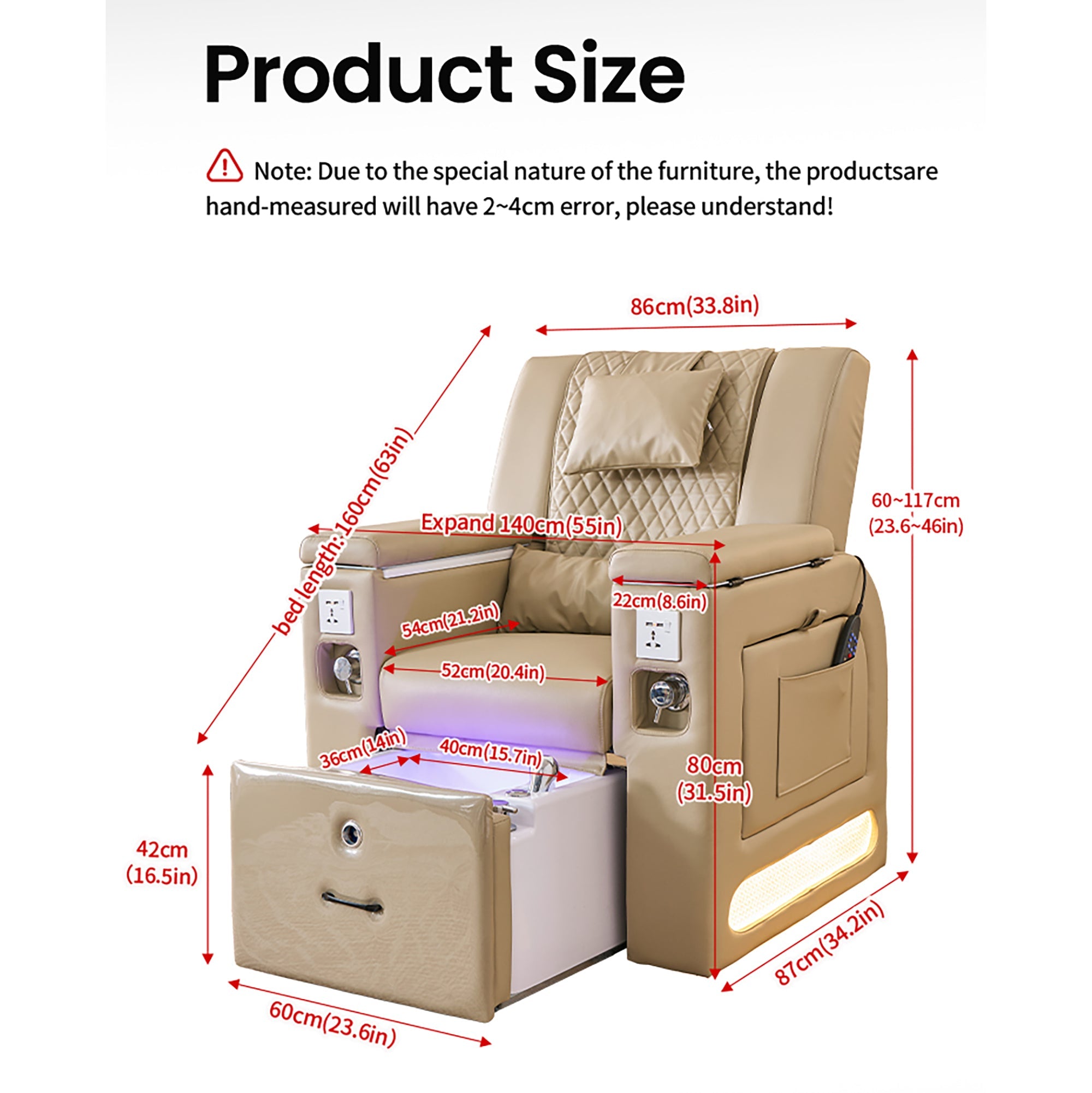 M30 | Plumbed | Pedicure and Manicure Chair - Electric Massage | SSW | Pedicure and Manicure Chair (Plumbed) by SSW - SH Salons
