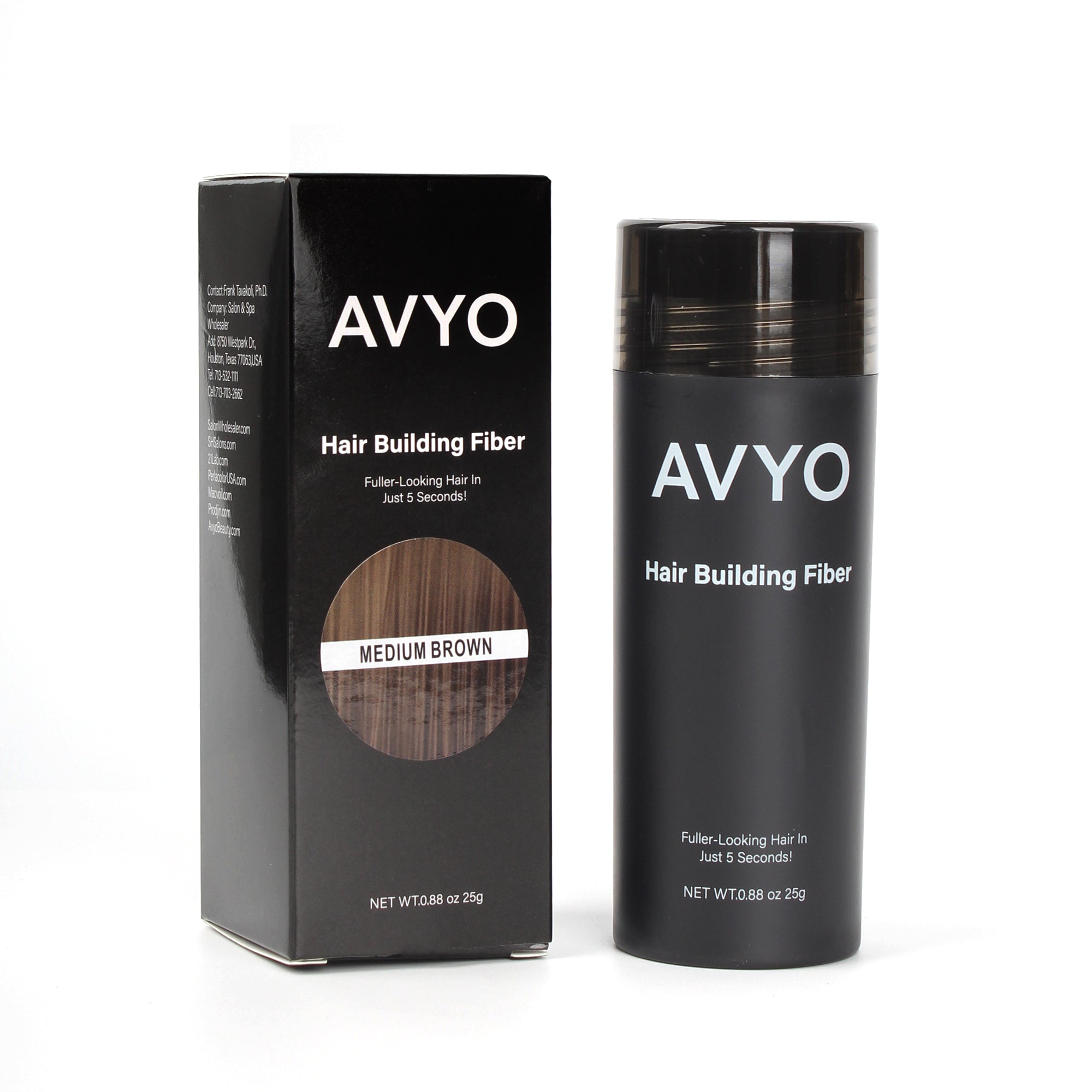Medium Brown | Hair Building Fibers | Fuller Looking Hair | 0.88 oz - 25g | AVYO | Hair Care by AVYO - SH Salons