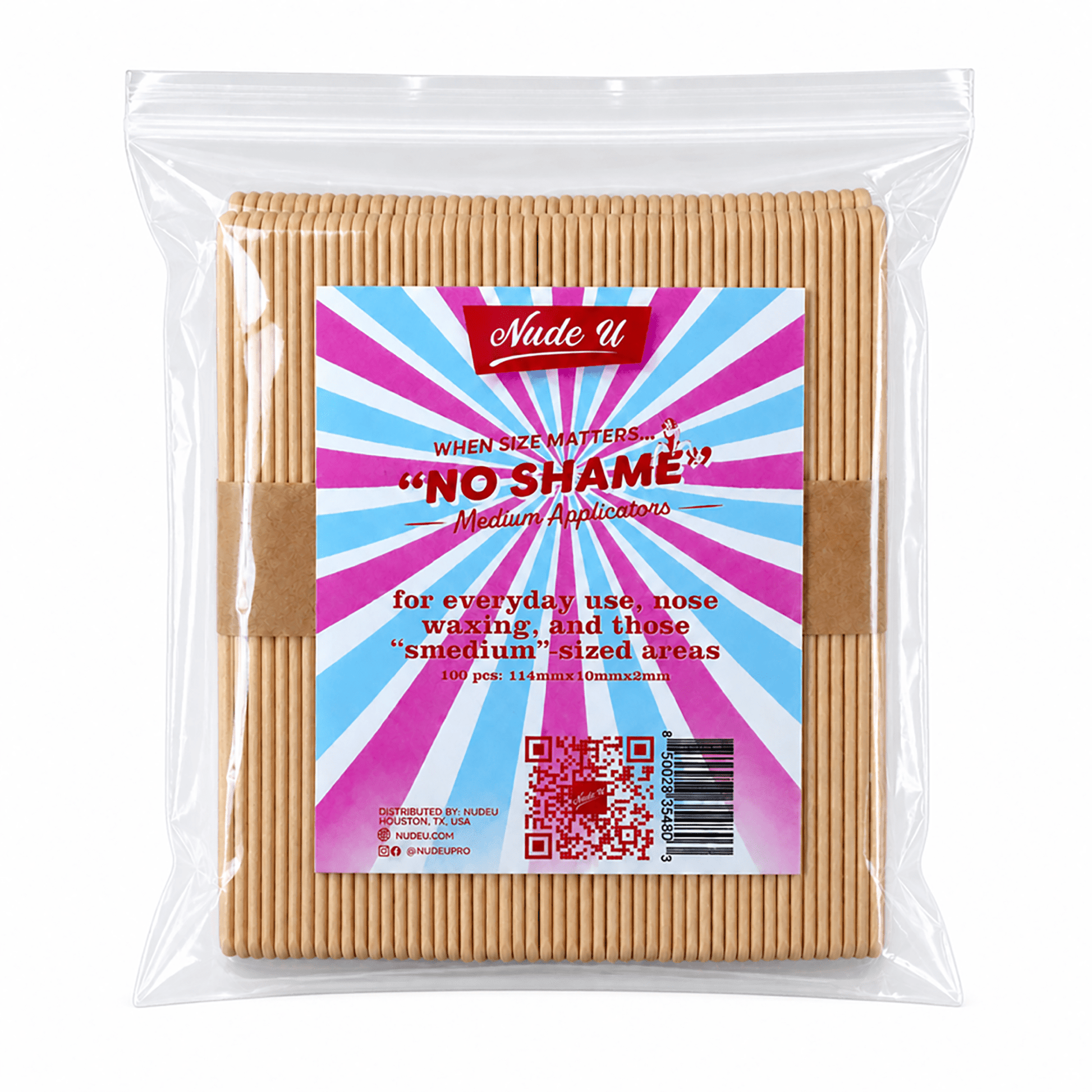 "No Shame" Medium Wax Applicator | Face and Body Waxing | 100 Pack | NUDE U by NUDE U | SH Salons
