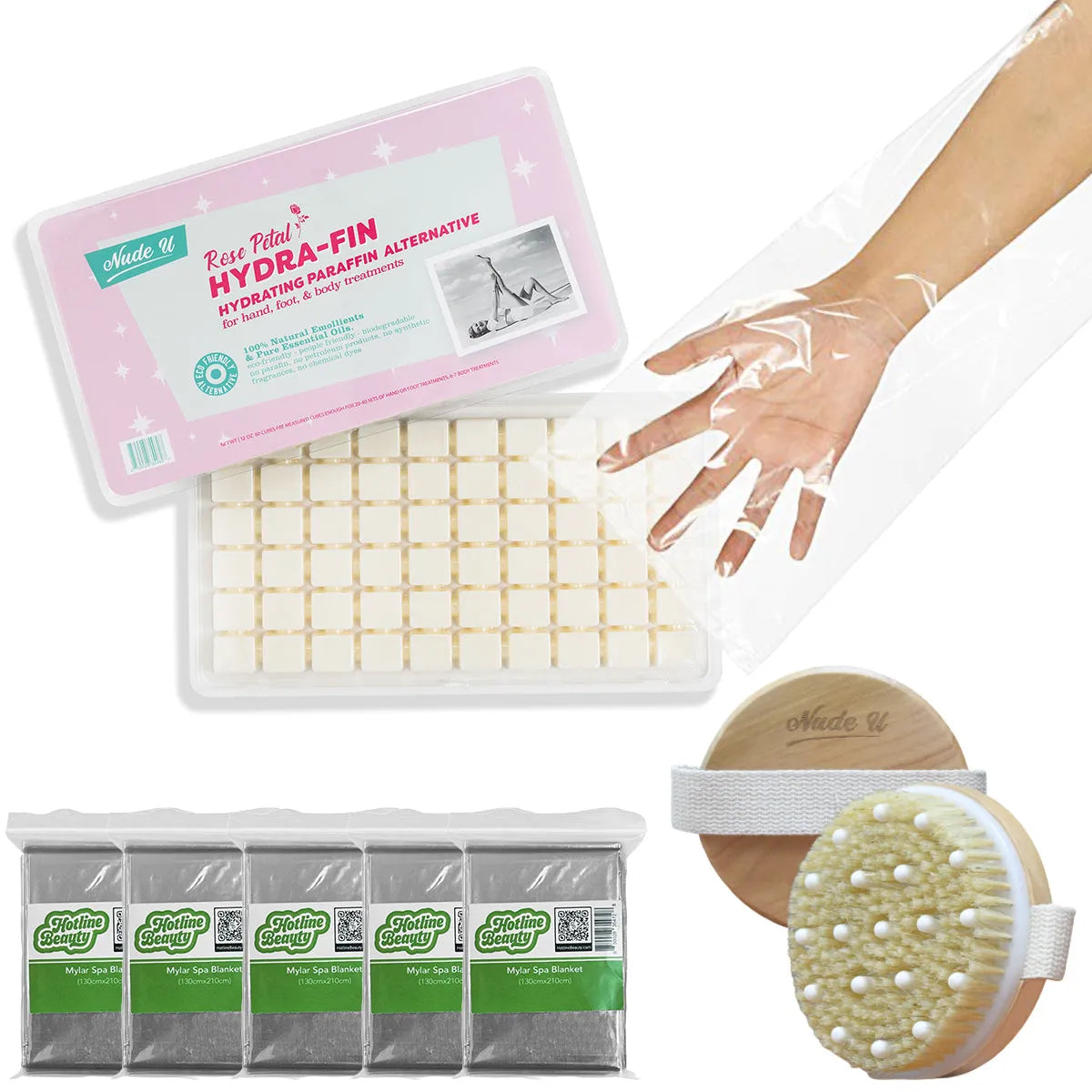 NudeU Hydra-Fin Hydrating Paraffin Alternative Body Wrap Kit