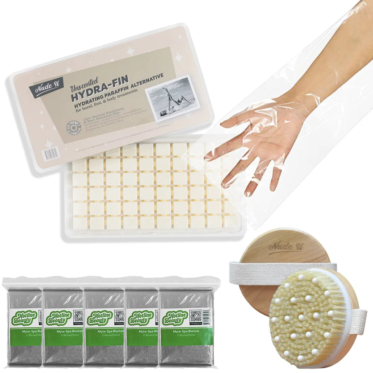 NudeU Hydra-Fin Hydrating Paraffin Alternative Body Wrap Kit