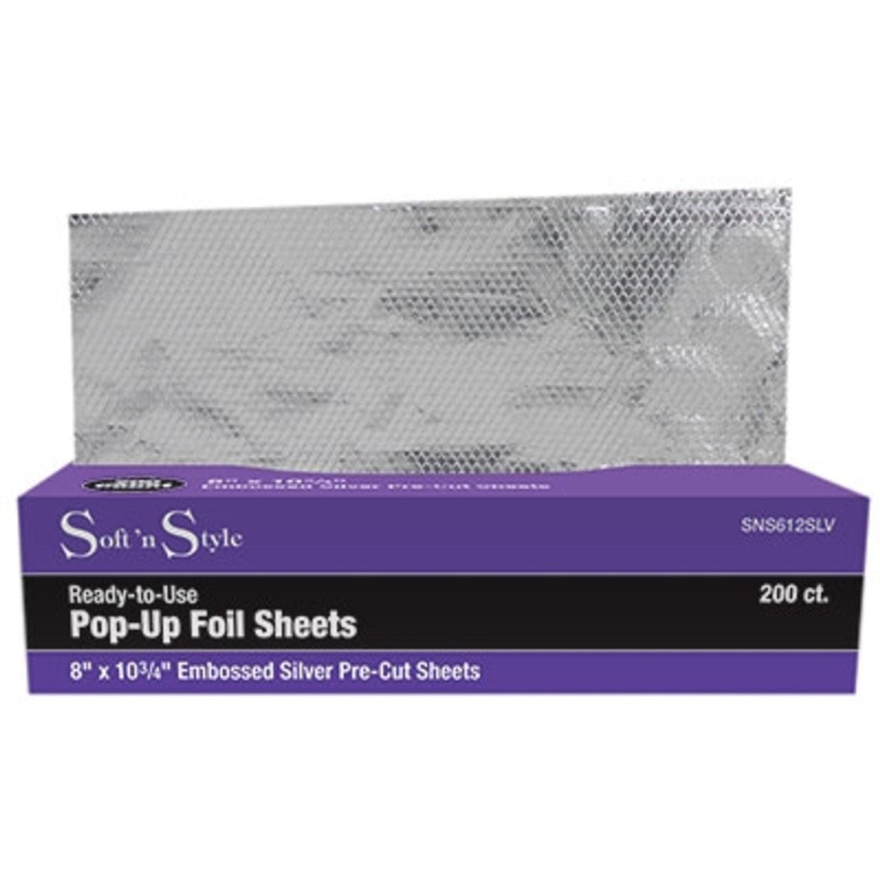 Pop - Up Foil Sheets | 200 ct. | 8"x10 3/4" Embossed Silver Pre - Cut Sheets | Silver | SNS612SLV | SOFT N STYLE - SH Salons