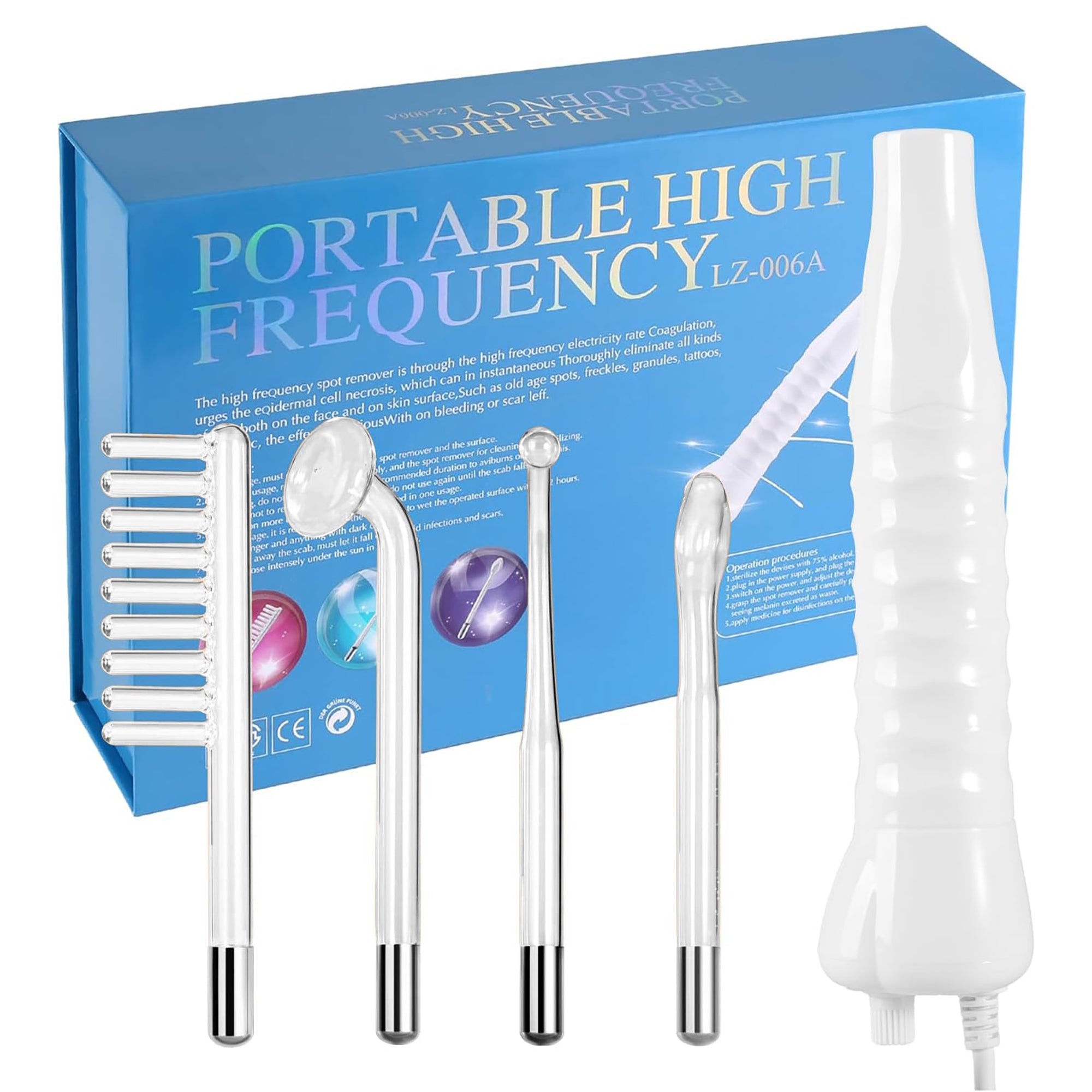 Portable High Frequency | LZ - 006A | High - Frequency Skin Therapy Wand | 4 - in - 1 Facial & Scalp Rejuvenation System - SH Salons