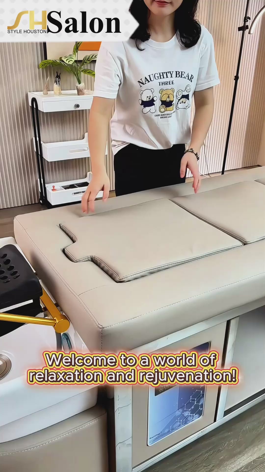 611-2 | Plumbed | Head Spa Bed — Magnetic Hot Stone Massage + Storage | SSW