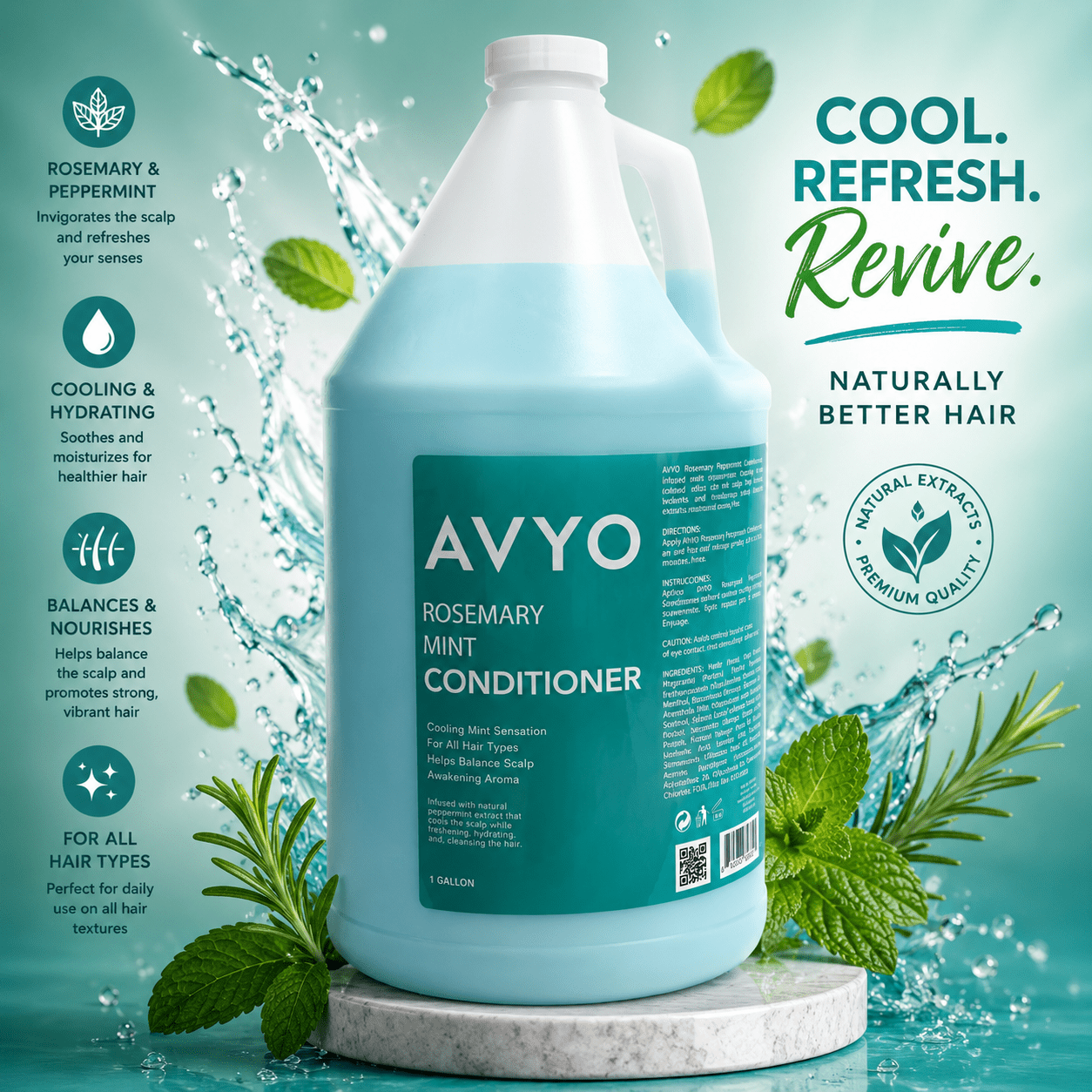 Rosemary Mint Conditioner | Cooling Mint Sensation | 1 Gallon | AVYO by AVYO | SH Salons