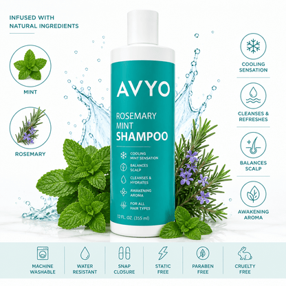 Rosemary Peppermint Shampoo | Cooling Mint Sensation | 12 fl. oz | AVYO by AVYO | SH Salons
