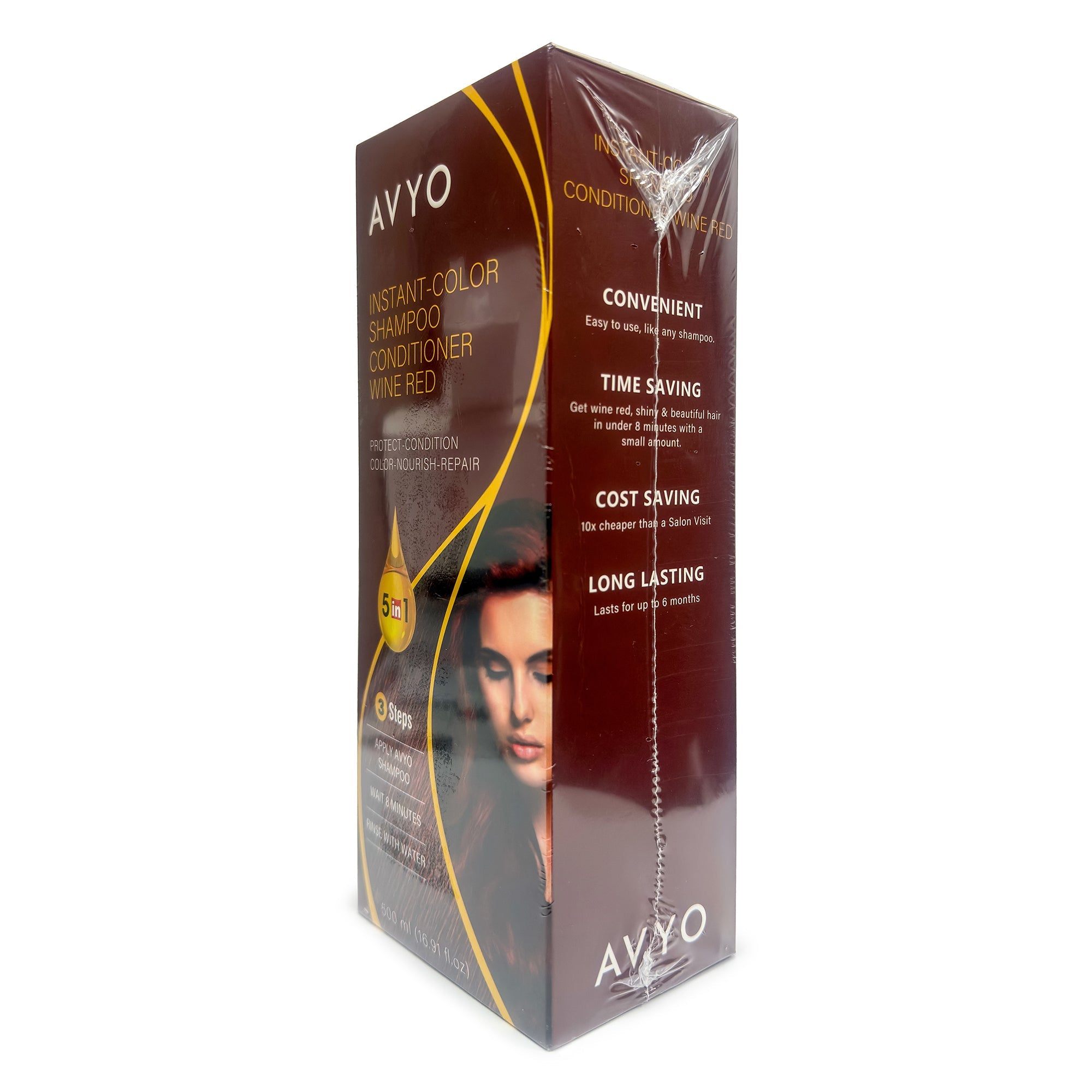 Wine Red | Instant-Color Shampoo Conditioner | 5 in 1 | 500 mL - 16.91 fl.oz. | AVYO - SH Salons