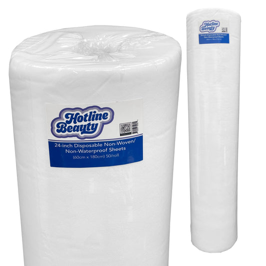24 inch Disposable Non-Woven / Non-Waterproof Sheets | 60cm x 180cm | 50 Roll | HOTLINE BEAUTY - SH Salons
