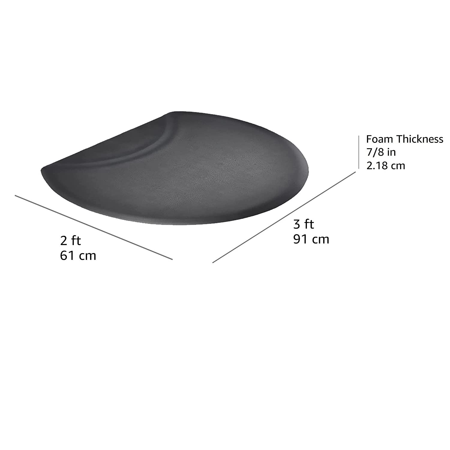 Anti-Fatigue Floor Mat | Black | Semi Circle | 7/8 in. Thick - SH Salons