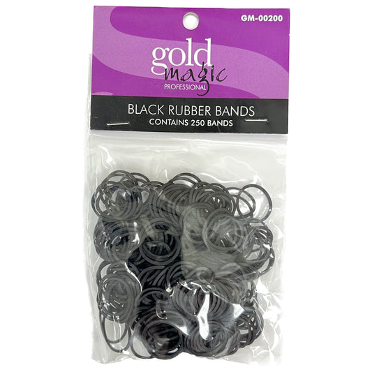 Black Hair Rubber Bands | 250 Bands | GM-00200 | GOLD MAGIC - SH Salons