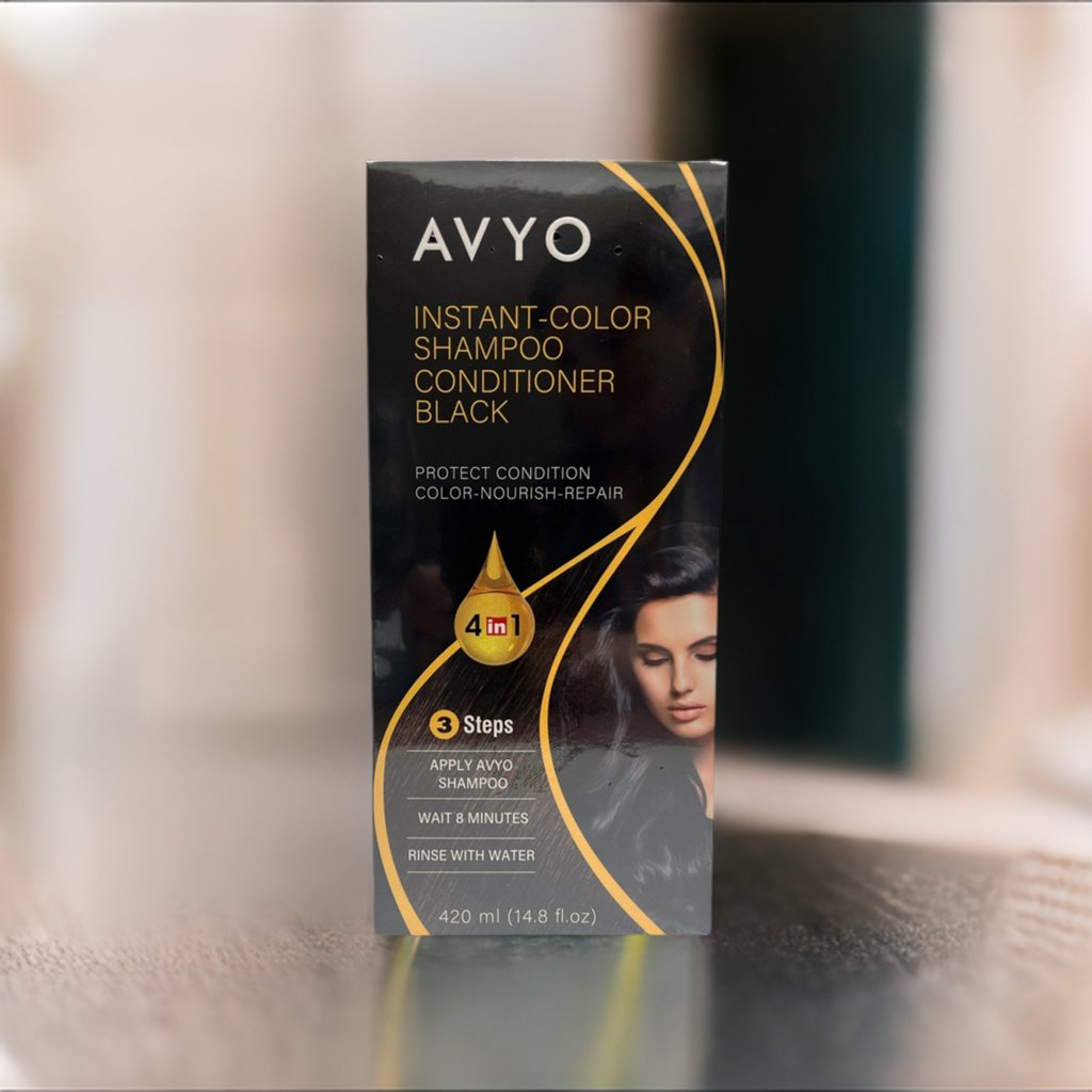 Black | Instant-Color Shampoo Conditioner | 4 in 1 | 420 mL | AVYO - SH Salons