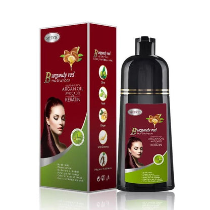Burgundy Red Hair Color Shampoo 3 in 1 | 400ml | Herbal Ingredients | Instant 100% Grey Hair Coverage | MEZXU - SH Salons