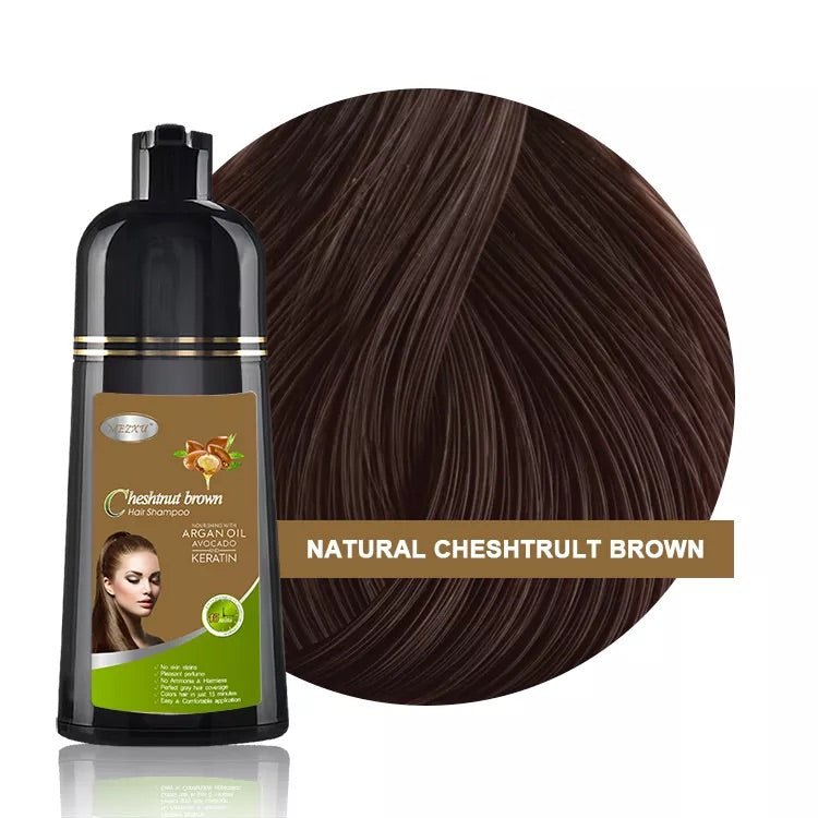 Selskab bryder ud Poesi Chestnut Brown Hair Color Shampoo 3 in 1 | 400ml | Herbal Ingredients |  Instant 100% Grey Hair Coverage | MEZXU | SH Salons