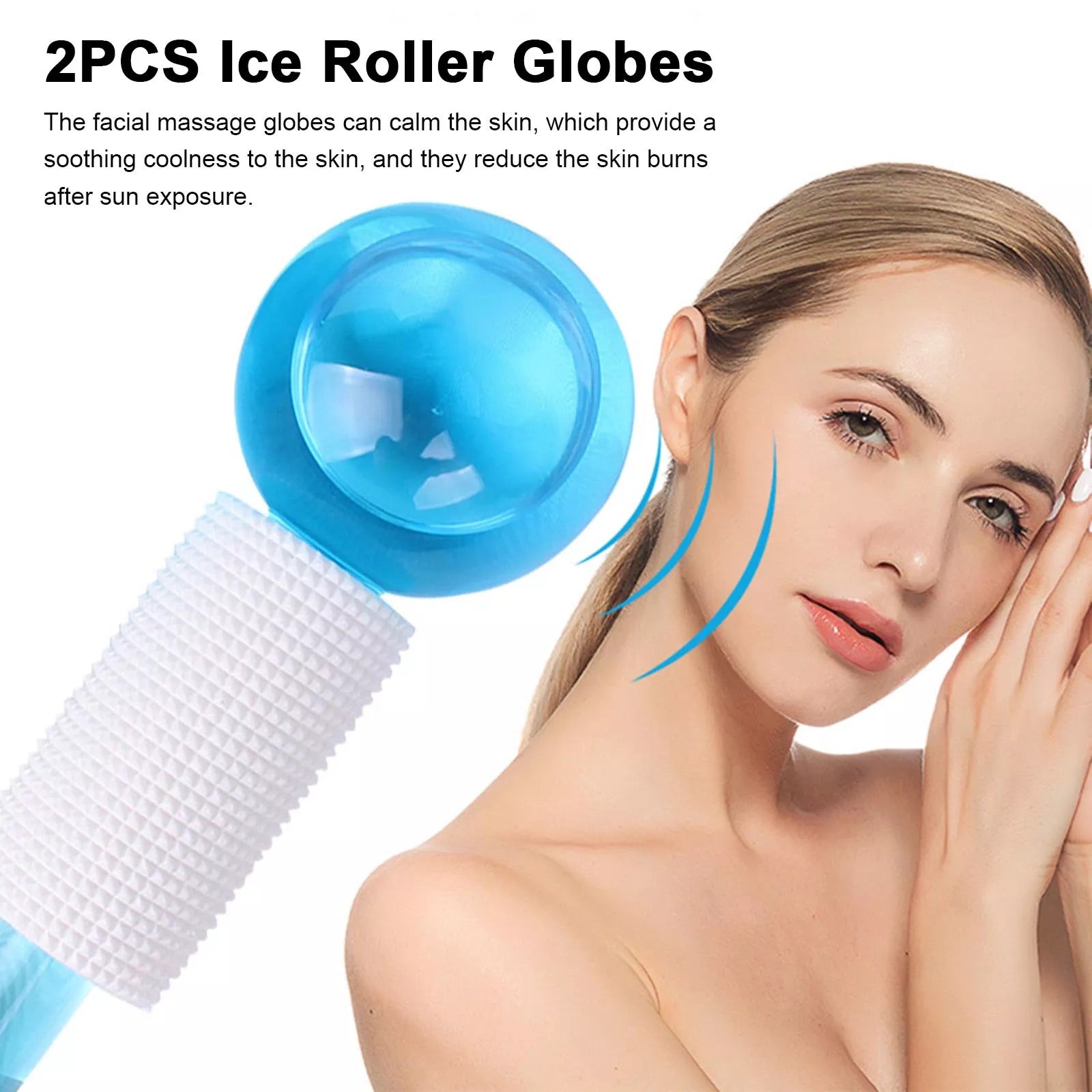 Cryotherapy Ice Globe | Blue | 2 PC | Cold Face Ice Balls for Skin Care | Daily Beauty Routines | NUDE U - SH Salons