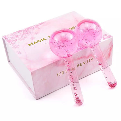 Cryotherapy Ice Globe | Pink | 2 PC | Cold Face Ice Balls for Skin Care | Daily Beauty Routines | NUDE U - SH Salons