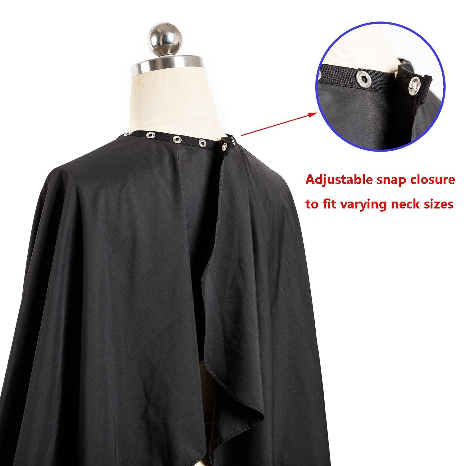 Cutting Cape with Snap Closures | Black | All Purpose Cape | SSW - SH Salons