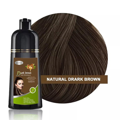 Dark Brown Hair Color Shampoo 3 in 1 | 400ml | Herbal Ingredients | Instant 100% Grey Hair Coverage | MEZXU - SH Salons