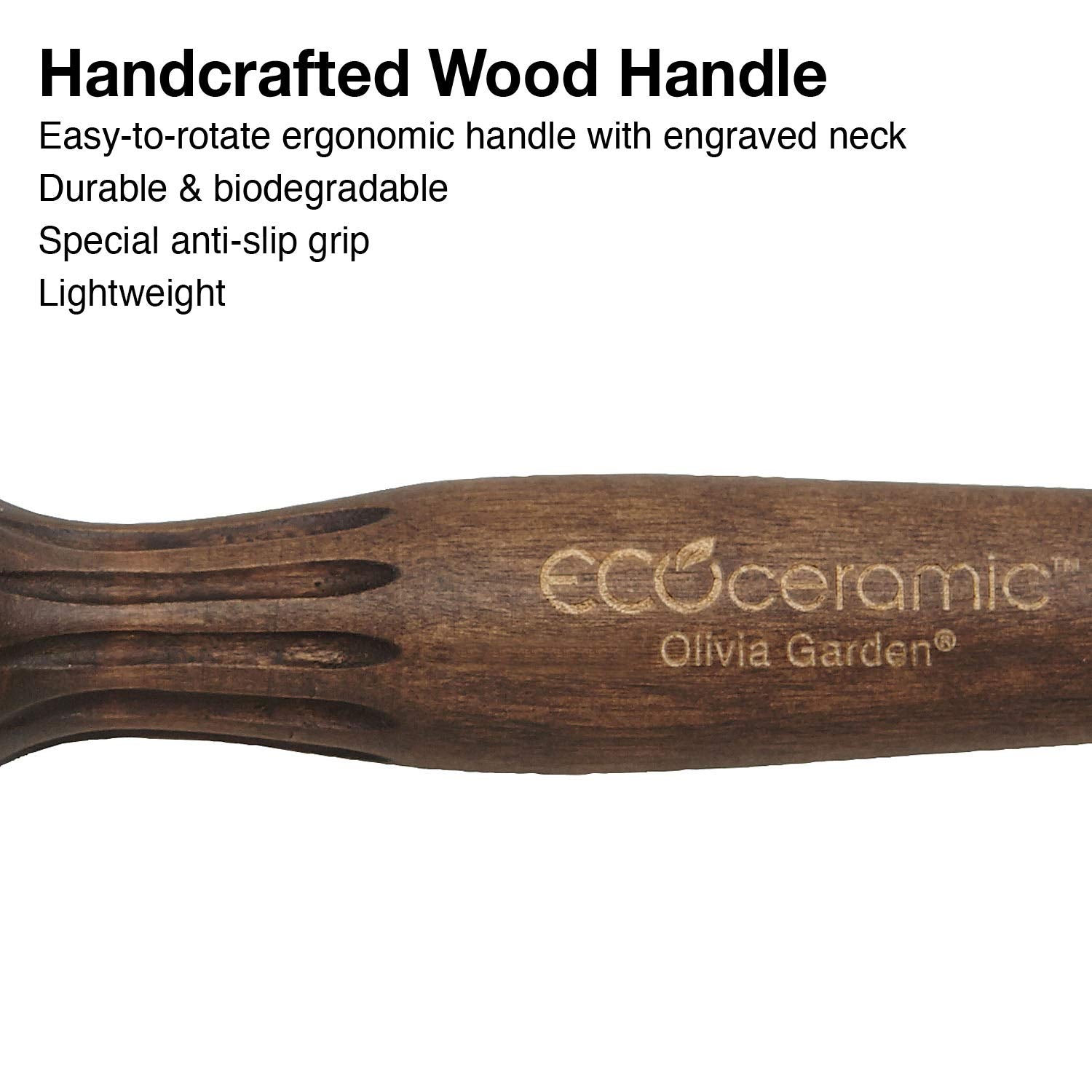 EcoCeramic | 3" EC-46F | Handcrafted Wood Handle | OLIVIA GARDEN - SH Salons