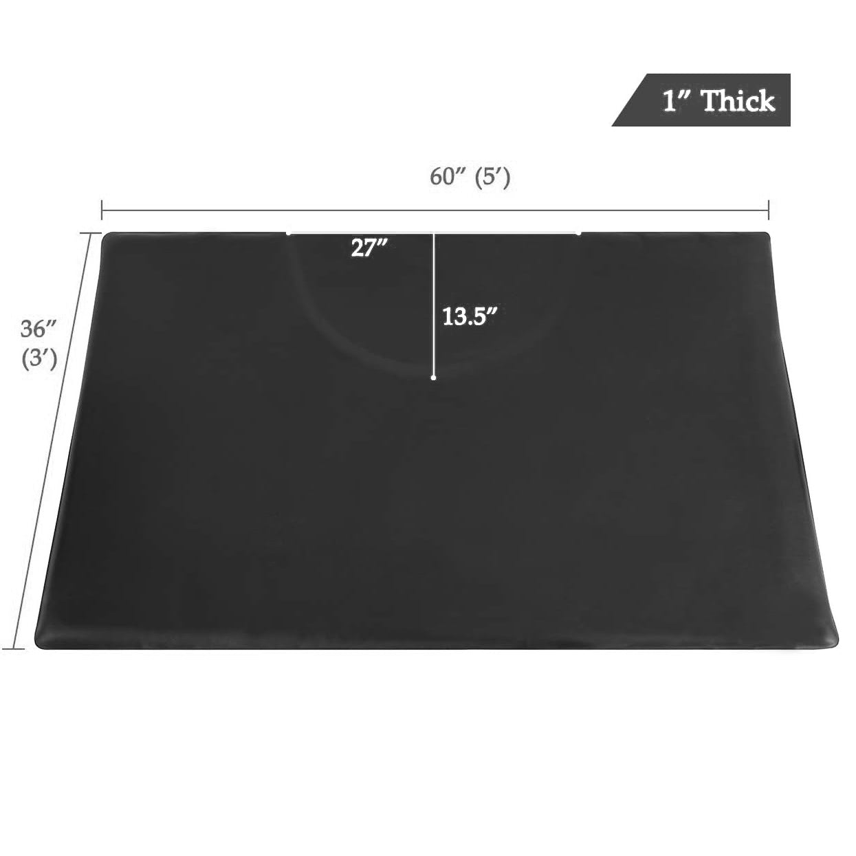 Floor Mat 3'x 5' | 1 inch Thick | Rectangle | BS3050R1 | Cut - Out for Barber or Salon Station | Slip Resistant | Black | HOTLINE BEAUTY by SSW | SH Salons