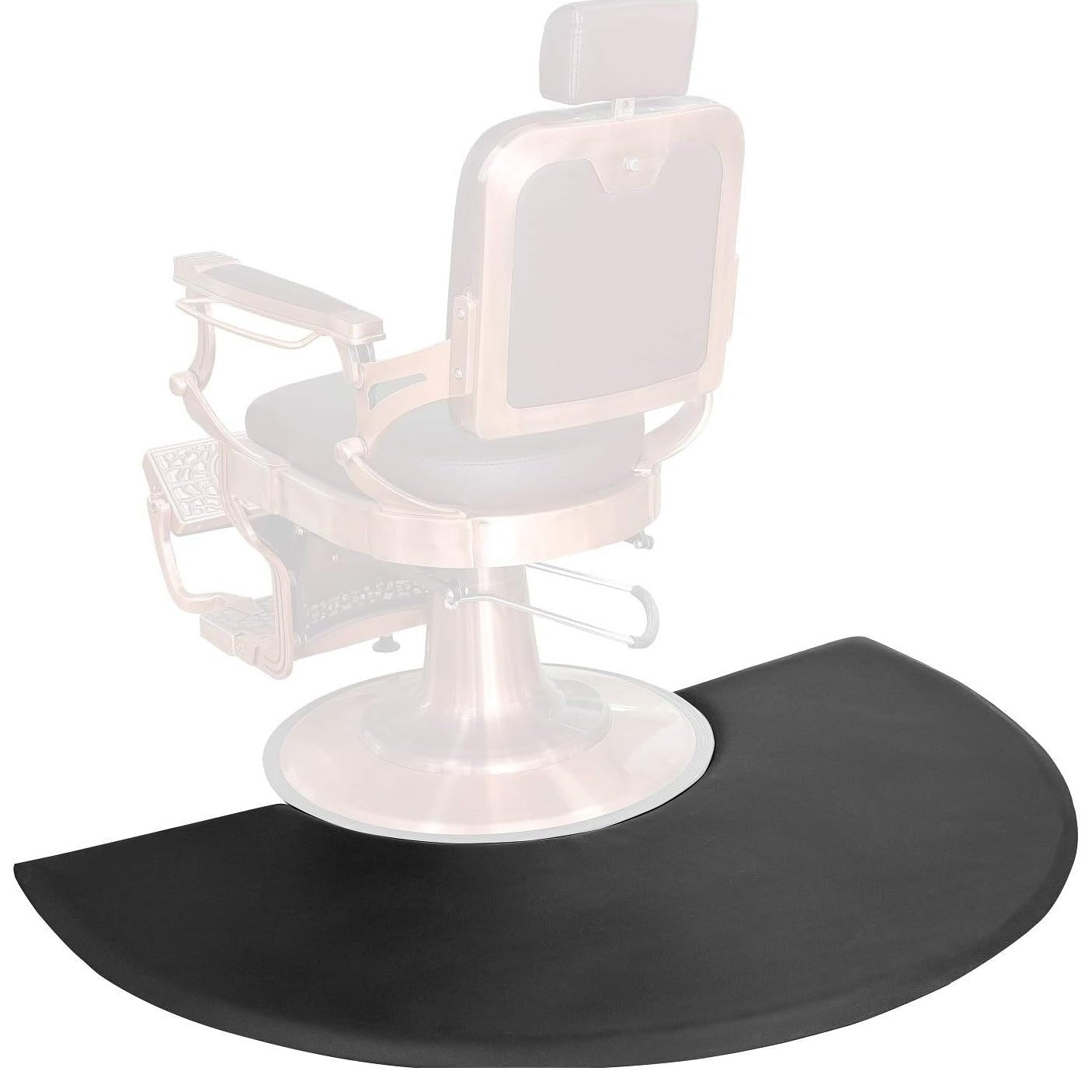 Floor Mat 3'x 5' | 1 inch Thick | Semi Circle | BS3050S1 | Cut - Out for Barber or Salon Station | Slip Resistant | Black | HOTLINE BEAUTY by SSW | SH Salons