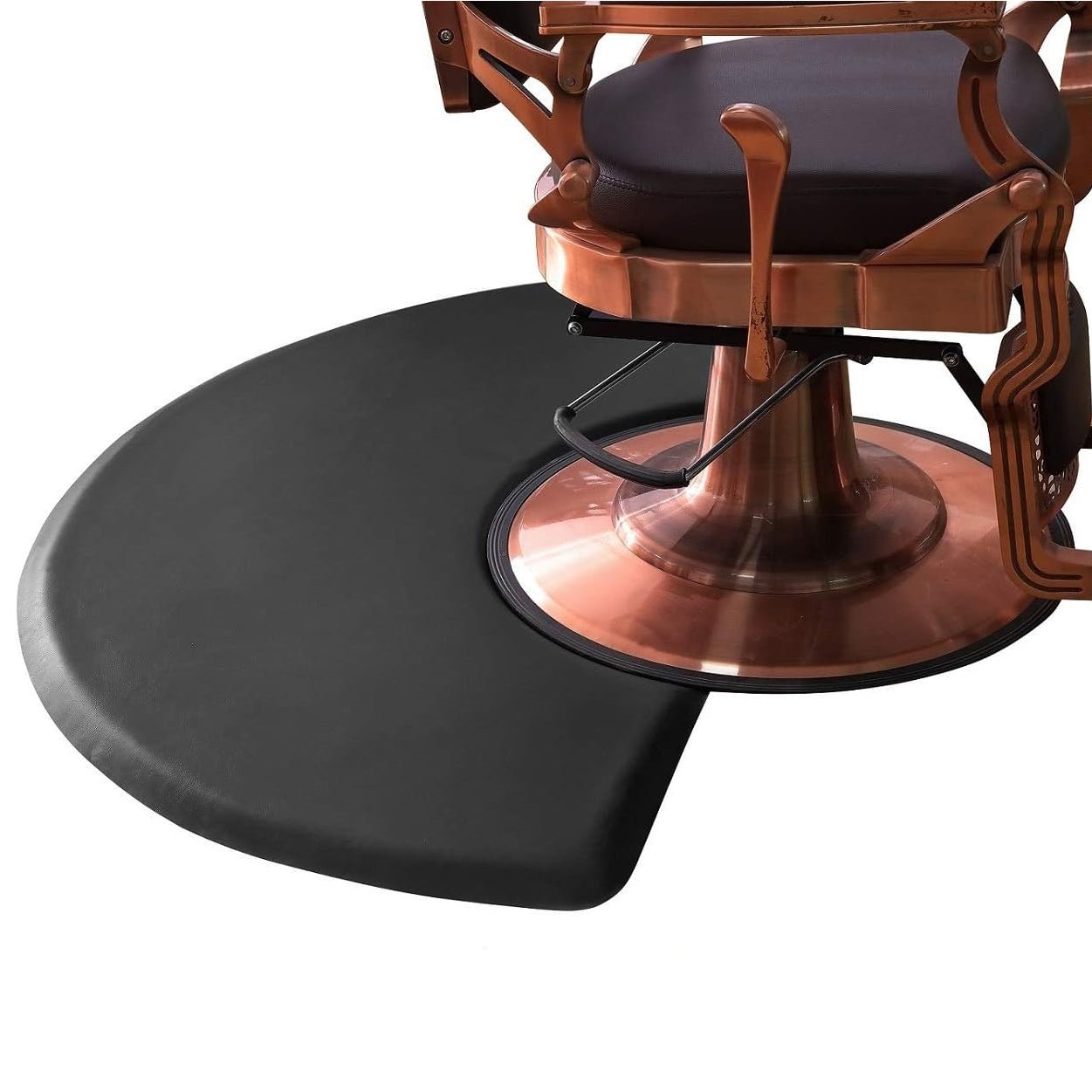 Floor Mat 3'x 5' | 1 inch Thick | Semi Circle | BS3050S1 | Cut - Out for Barber or Salon Station | Slip Resistant | Black | HOTLINE BEAUTY by SSW | SH Salons
