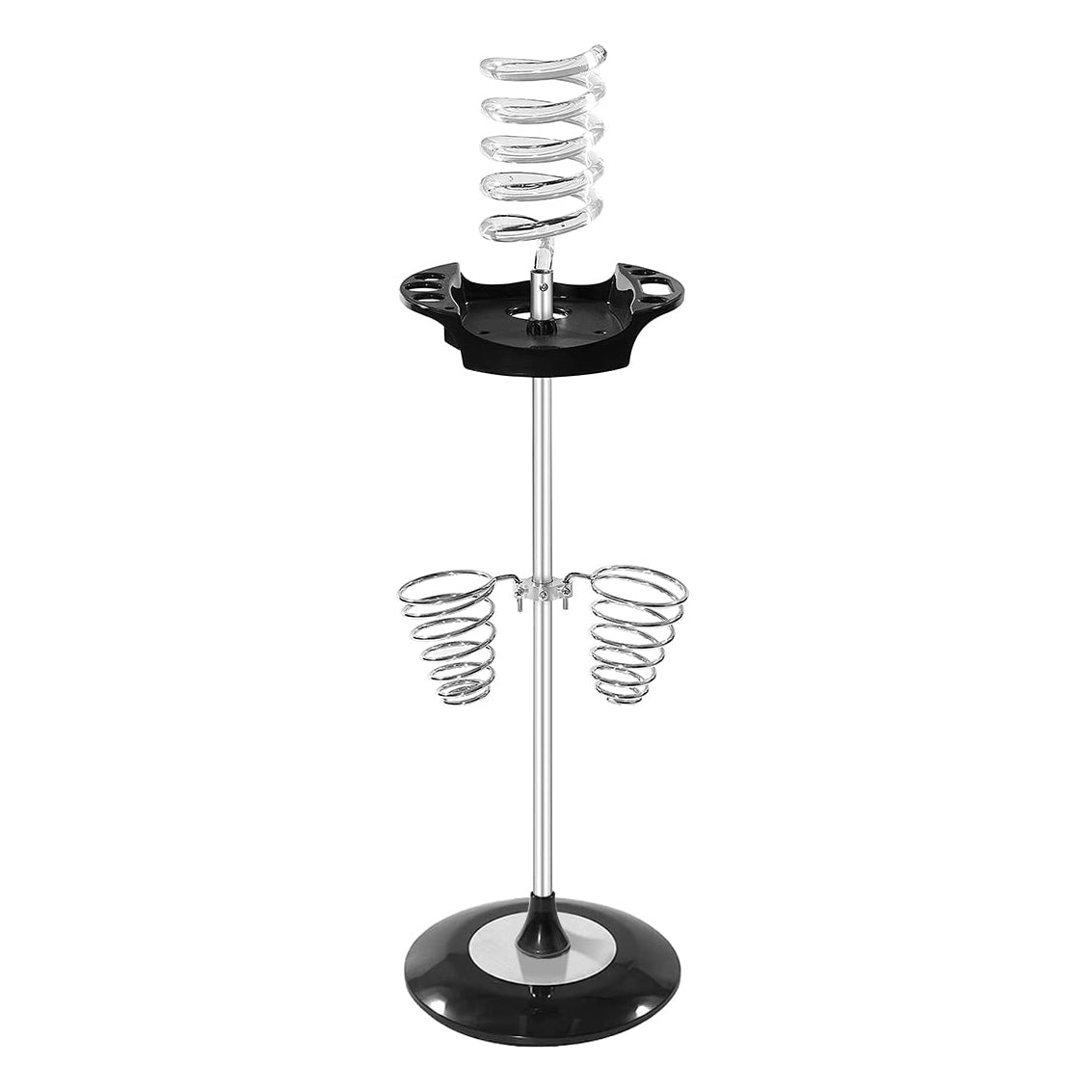 Hair Dryer Stand with Tray Acrylic and Two Spiral Holders | D0095-1S | Barber and Stylist Hair Salon Accessories - SH Salons