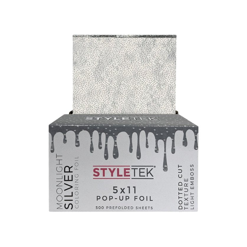 MoonLight Silver Coloring Foil | 5" x 11" POP-UP Foil | 500 Pre-folded Sheets | STYLETEK - SH Salons