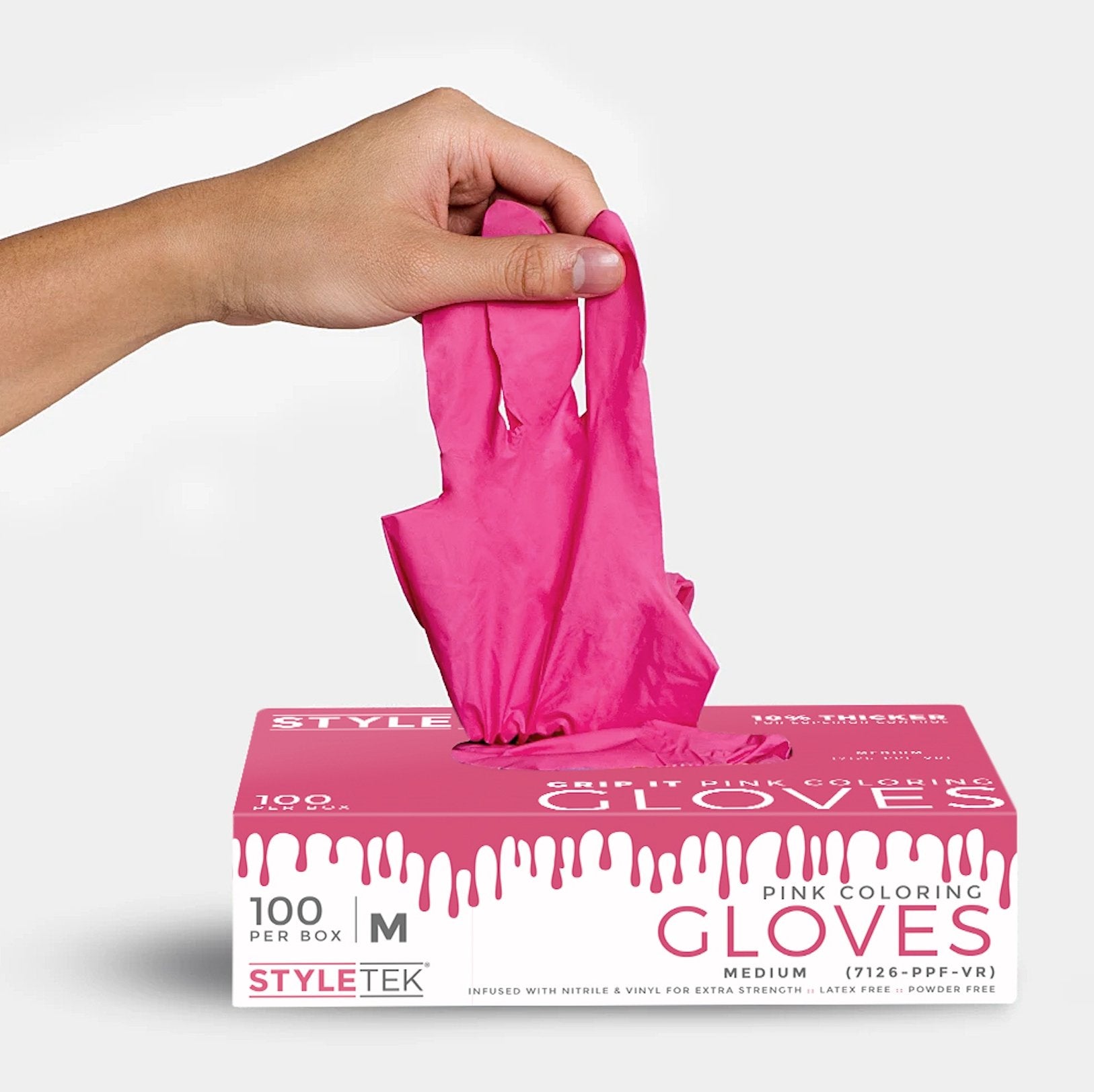 Pink Disposable Coloring Gloves | Powder Free | Vinyl | STYLETEK - SH Salons