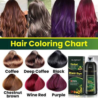 Purple Hair Color Shampoo | 3 in 1 with a FREE Pair of Gloves | 500ml / 16.9 Fl Oz | Grey Hair Coverage | AUGEAS - SH Salons