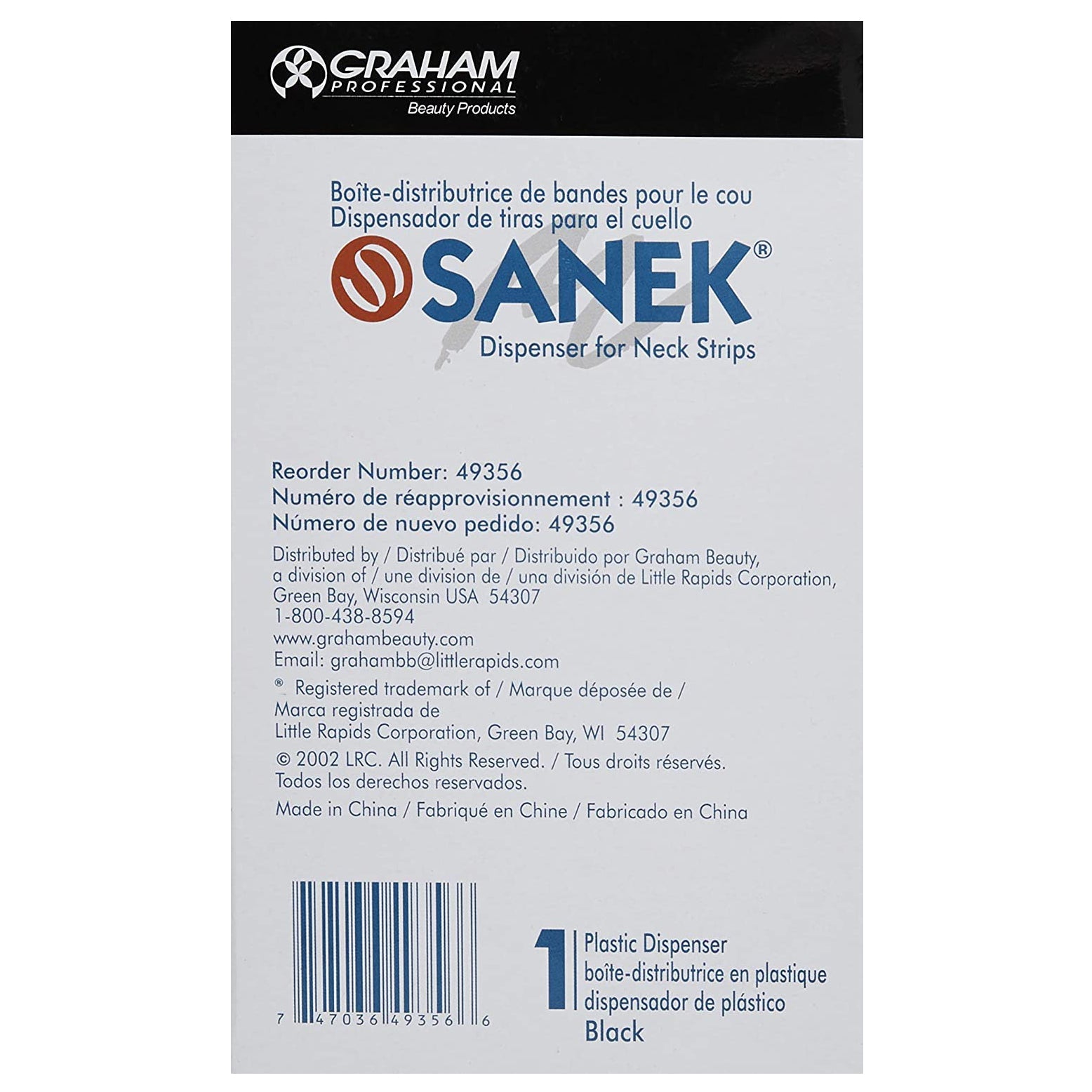 Sanek Dispenser for Neck Strips | 1 Count | GRAHAM BEAUTY - SH Salons