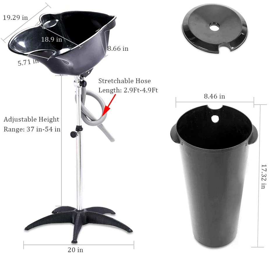 SU-120A | Portable Plastic Shampoo Bowl with Drain Hose and Bucket | Barber and Stylist Hair Salon Accessories | HOTLINE BEAUTY - SH Salons