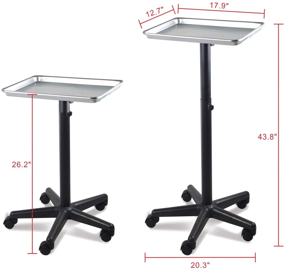 T - 011 | Professional Aluminum Salon Rolling Utility Tray | Barber and Stylist Hair Salon Accessories by SSW | SH Salons