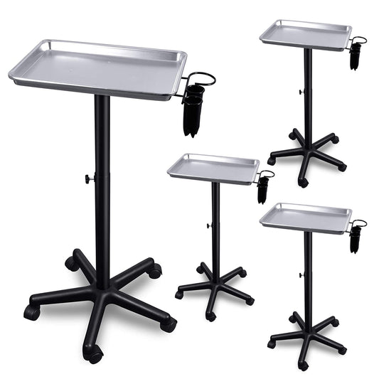 T-011B | 4 Pack | Professional Aluminum Salon Rolling Utility Tray | Barber and Stylist Hair Salon Accessories | HOTLINE BEAUTY - SH Salons